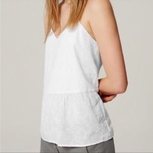 NWT Loft white ann Taylor Embroidered Peplum Tank xs